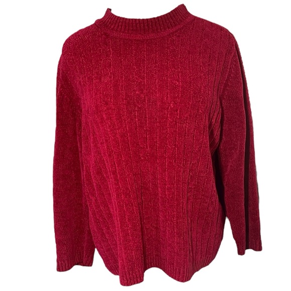 Alfred Dunner Mockneck Red Sweater Chenille Cabled Winter Holiday Christmas 3X - Picture 17 of 17